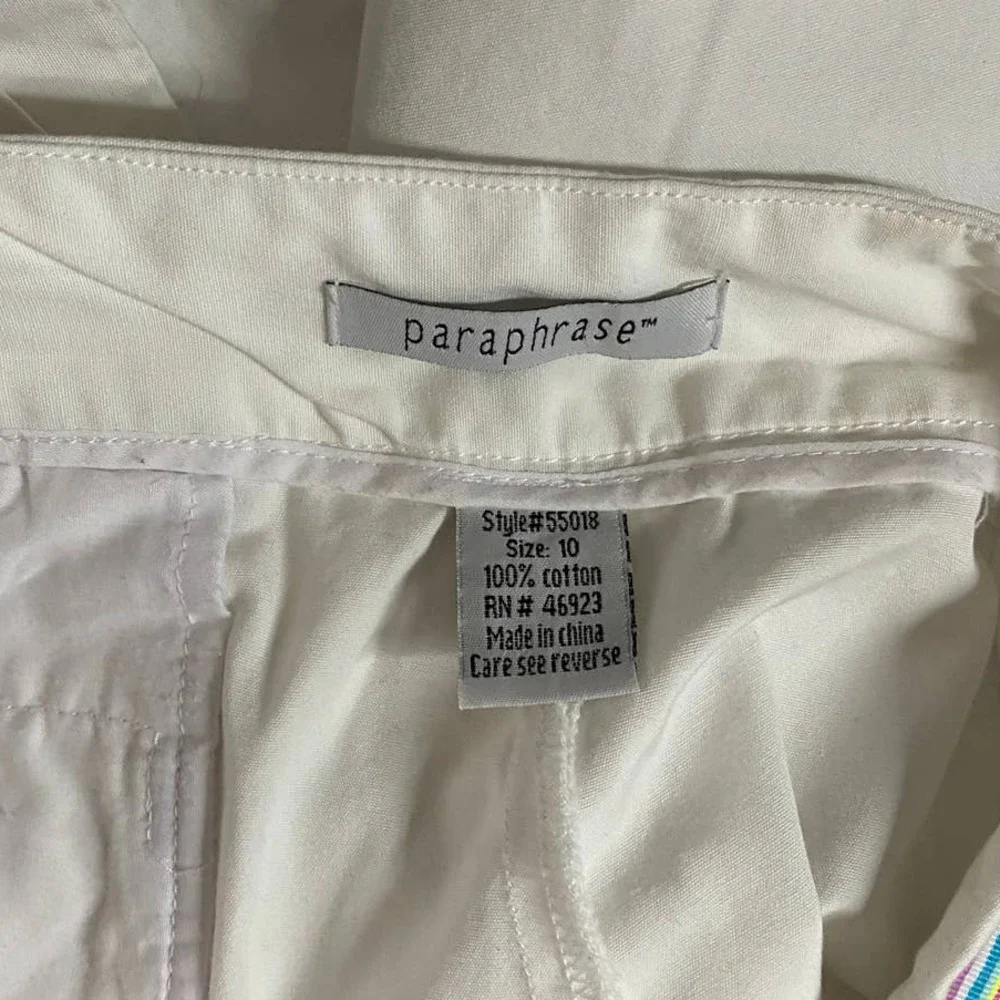 Paraphrase 80s Look White Shorts with Rainbow Waistband - Picture 5 of 9